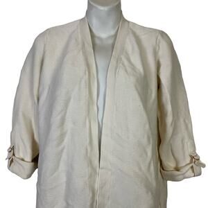 CHICO'S Ribbed Off White Ivory Open Style Cardigan Knit Sweater Cotton sz 1 / M